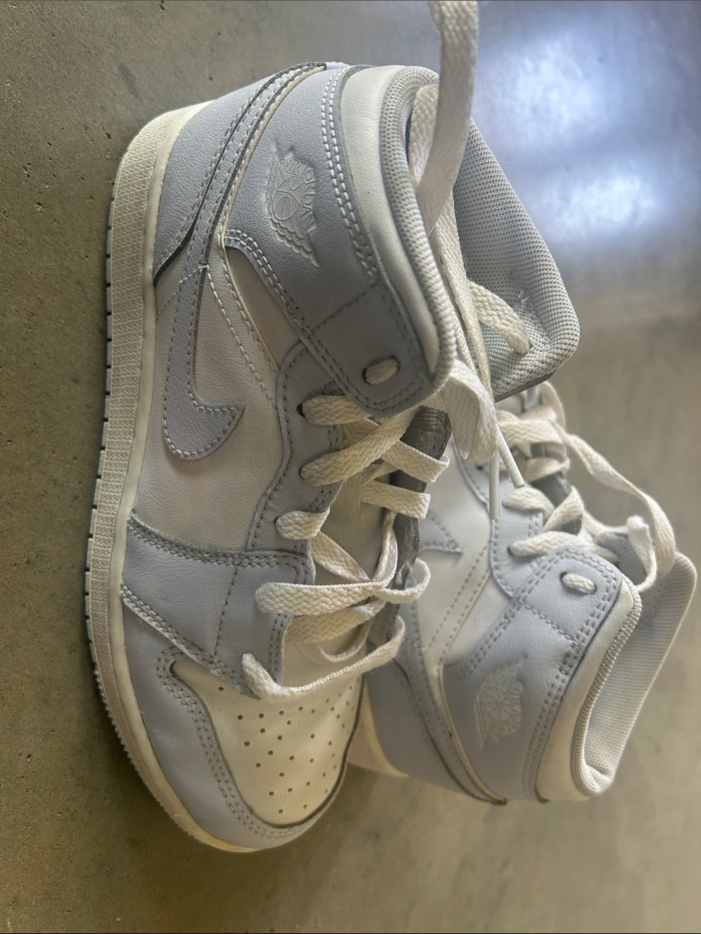 Nike Kids White and Light Gray Air Jordan Style Sneakers